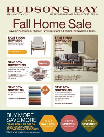 Hudson's Bay catalogue in Vancouver | Hudson's Bay Fall Home Sale Flyer | 2023-09-28 - 2023-10-09