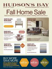 Offer on page 14 of the Hudson's Bay Fall Home Sale Flyer catalog of Hudson's Bay