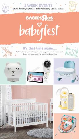 Kids, Toys & Babies offers in Toronto | BabyFest Flyer in Toys R us | 2022-09-22 - 2022-10-05