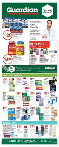 Pharmacy & Beauty offers in Toronto | Guardian Pharmacy weekly flyer in Guardian Pharmacy | 2022-09-30 - 2022-10-06