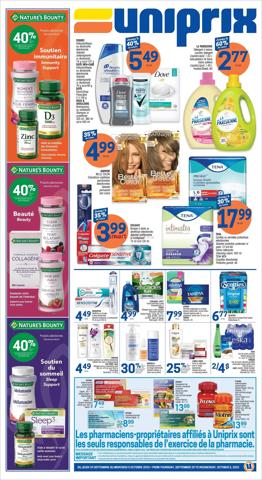 Pharmacy & Beauty offers in Montreal | Uniprix weeky flyer in Uniprix | 2022-09-29 - 2022-10-05