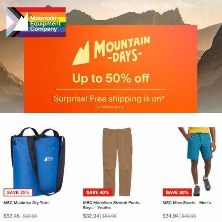 MEC catalogue in Calgary | Mountain Days Up to 50% off | 2022-07-25 - 2022-08-10