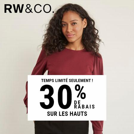 RW&CO catalogue | RW&CO 30% de Rabais sur les Hauts | 2023-09-22 - 2023-10-22
