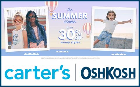 Kids, Toys & Babies offers in Hamilton | Up to 30% OFF Sunny Styles in Carter's OshKosh | 2022-06-15 - 2022-07-19