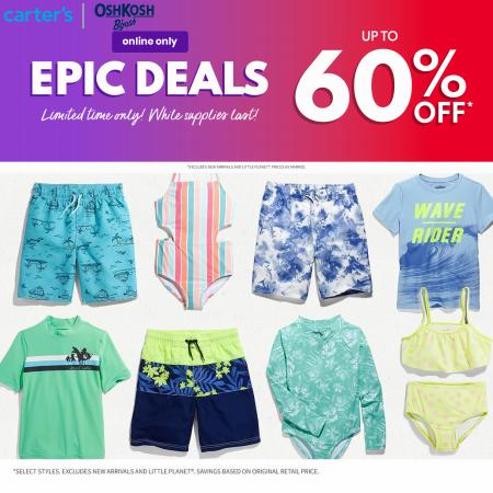 Kids, Toys & Babies offers in Ottawa | Epic Deals up to 60% off in Carter's OshKosh | 2022-07-27 - 2022-08-07