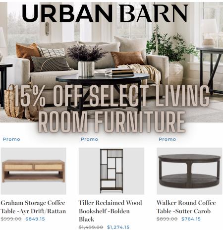 Urban Barn catalogue in Vancouver | 15% Off Select Living Room Furniture | 2023-03-25 - 2023-04-10