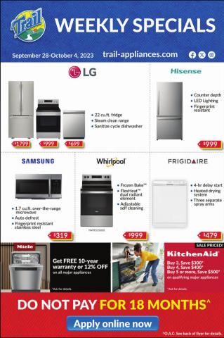 Trail Appliances catalogue | Trail Appliances Weekly Specials | 2023-09-28 - 2023-10-04