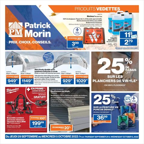 Home & Furniture offers in Montreal | Weekly Flyer in Patrick Morin | 2022-09-29 - 2022-10-05