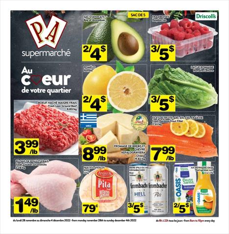 Supermarché PA catalogue in Châteauguay | Spéciaux de la semaine | 2022-11-28 - 2022-12-04