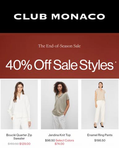 Club Monaco catalogue | 40% Off Sale Styles  | 2023-01-15 - 2023-02-16