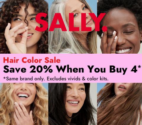 Offer on page 2 of the Hair Color Sale Save20% When You Buy 4 catalog of Sally Beauty
