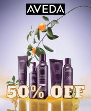 Offer on page 1 of the 50% Off catalog of Aveda