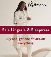 Offer on page 1 of the Buy one, get one at 50% off everything catalog of Reitmans