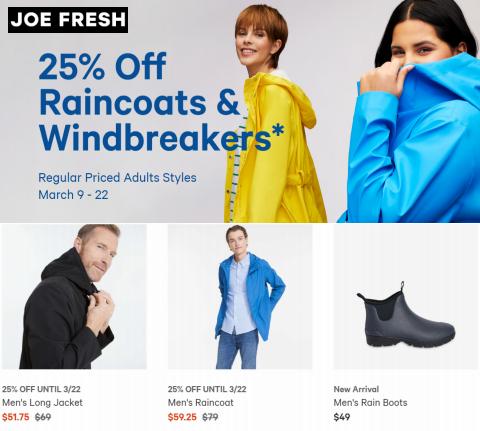 Joe Fresh catalogue in Montreal | 25% Off  Raincoats & Windbreakers | 2023-03-11 - 2023-03-27