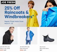 Clothing, Shoes & Accessories offers in Vancouver | 25% Off  Raincoats & Windbreakers in Joe Fresh | 2023-03-09 - 2023-03-22