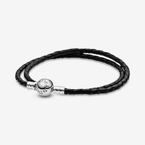 Bracelet double en cuir noir Pandora Moments offers at $45.5 in Pandora