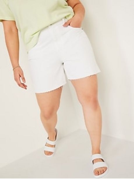 High-Waisted Slouchy White Cut-Off Jean Shorts for Women -- 5-inch inseam discount at $21.97