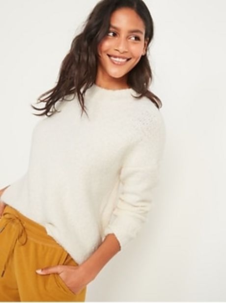 Cozy Oversized Bouclé Crew-Neck Sweater for Women discount at $10.97