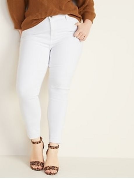 Mid-Rise Distressed Rockstar Super Skinny White Ankle Jeans for Women discount at $19