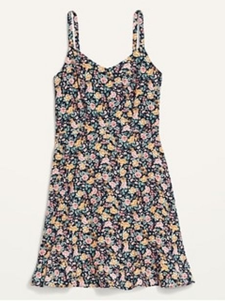 Fit & Flare Sleeveless Floral-Print Linen-Blend Dress for Women discount at $9.97