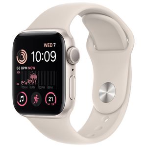 Apple Watch SE (GPS) 40mm Starlight Aluminum Case with Starlight Sport Band (2022) offers at $299.99 in Best Buy