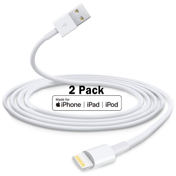 (CABLESHARK)[2 Packs] (3.3Ft / 1m) CERTIFIED iPhone iPad Charging Charger Cord Lightning to USB Cable COMPATIBLE with Apple iPad iPhone 11/X/8/7/6/Plus/5s/5c/SE (FREE SHIPPING) discount at $9.99