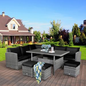 Costway 7 PCS Patio Rattan Dining Set Sectional Sofa Couch Ottoman Garden offers at $979.99 in Best Buy