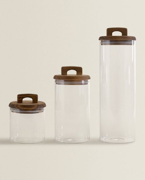 Borosilicate Glass And Wood Storage Jar discount at $22.9
