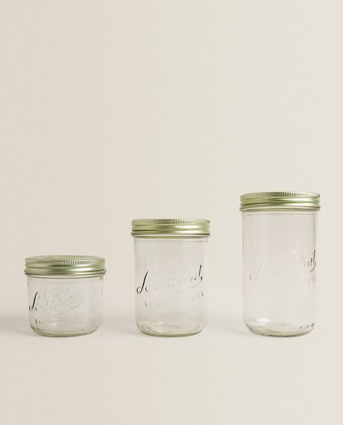 Glass Storage Jar With Gold Lid discount at $9.9