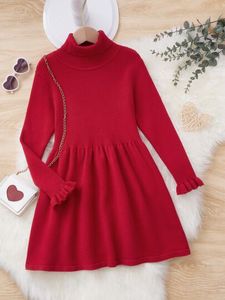 Girls Turtleneck Flounce Sleeve Sweater Dress offers at $14.48 in SheIn