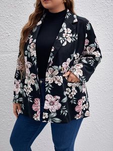 Plus Floral Print Lapel Neck Blazer offers at $21 in SheIn