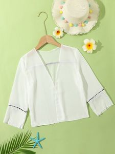 Girls Guipure Lace Panel Kimono offers at $5 in SheIn