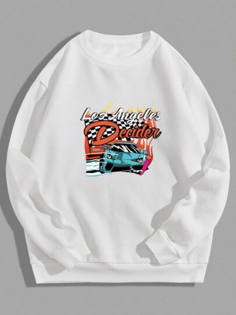 Men Car And Letter Graphic Pullover discount at $8