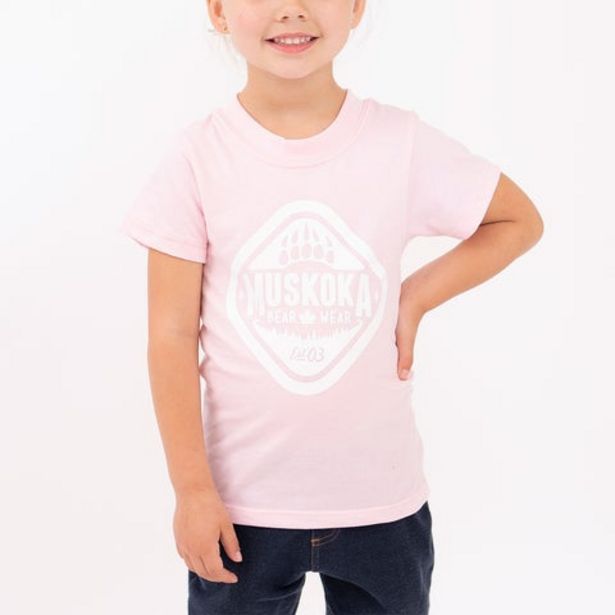 Youth T-Shirt in Soft Pink with White (Final Sale) offers at $10 in Muskoka Bear Wear
