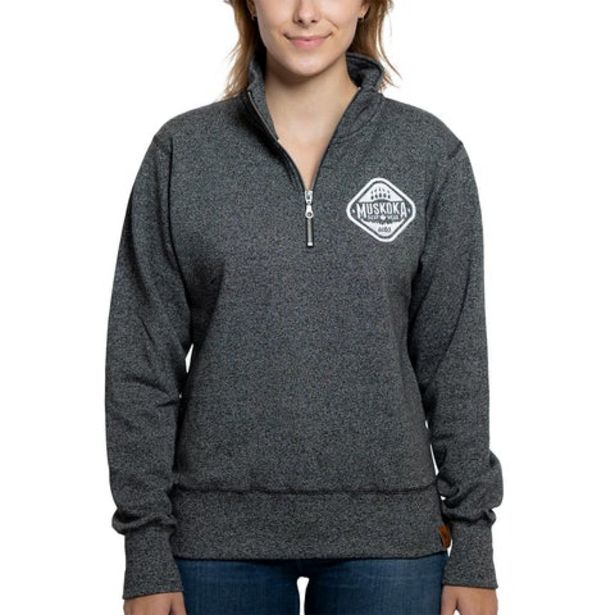 Ladies Quarter Zip in Heather Black with White offers at $39 in Muskoka Bear Wear