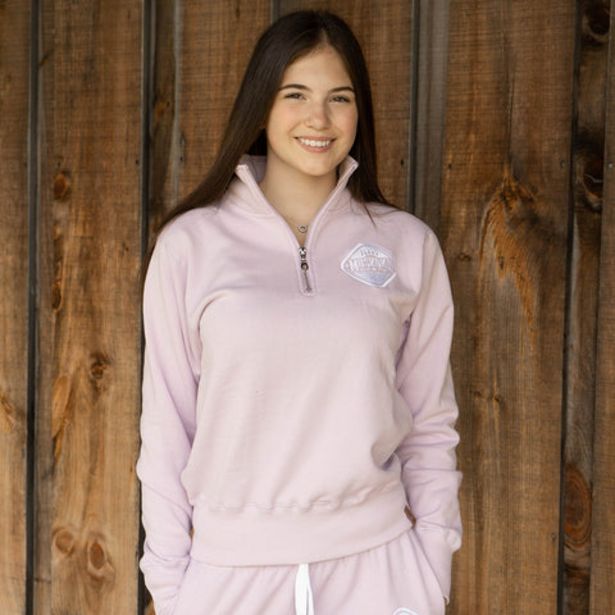 Ladies Quarter Zip in Soft Violet with White offers at $39 in Muskoka Bear Wear
