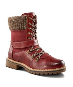 Women's Cherry Lined Lace Up Boots - Burgundy offers at $109.99 in Mark's