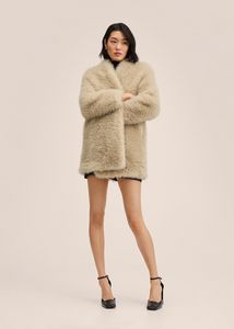 Fur-effect coat offers at $119.99 in Mango