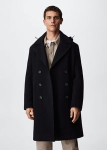 Recycled wool double-breasted coat offers at $269.99 in Mango