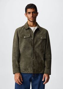 Buttoned leather jacket offers at $239.99 in Mango