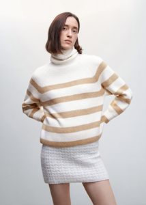 Striped turtleneck sweater offers at $19.99 in Mango