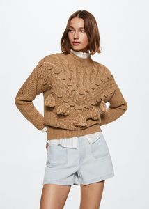Openwork pompoms knit sweater offers at $49.99 in Mango