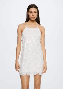 Sequined halter neck dress offers at $59.99 in Mango