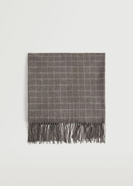 Woollen check scarf offers at $49.99 in Mango