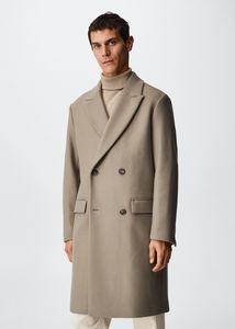 Wool double-breasted coat offers at $269.99 in Mango