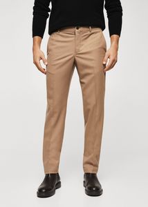 Slim-fit wool trousers offers at $89.99 in Mango