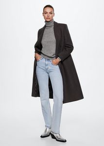 Houndstooth wool-blend coat offers at $159.99 in Mango