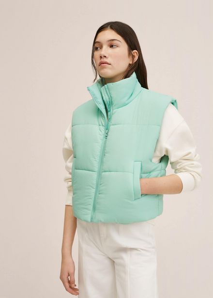 Cropped padded vest offers at $29.99 in Mango