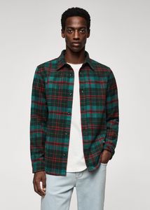 Checked flannel shirt offers at $89.99 in Mango