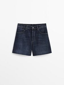 High Waist Denim Shorts With Leather Pocket offers at $79.9 in Massimo Dutti